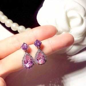 Pink Teardrop Wedding Earrings. Gift for her. Clearance